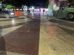 Downtown Cancún at night.
